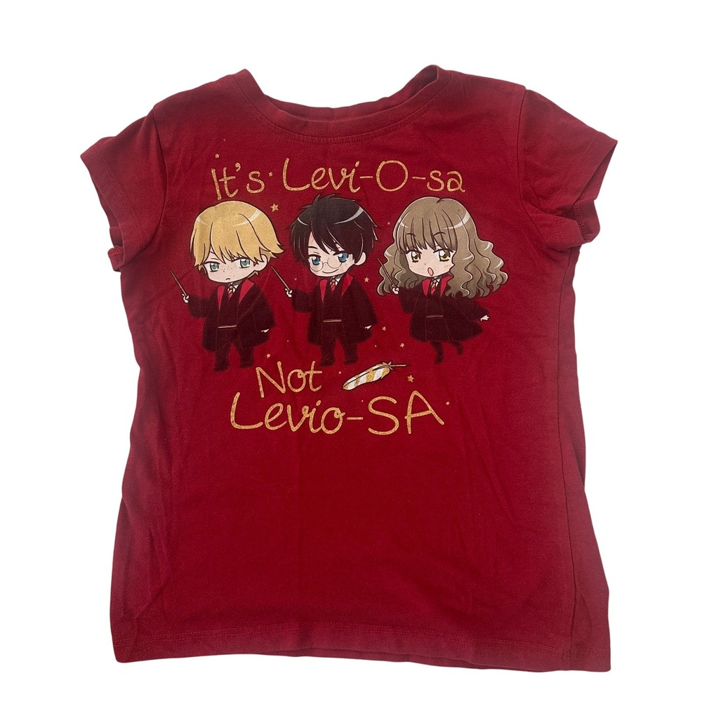 Harry Potter Shirt Kids It's Levi Osa Not Leviosa Red Graphic Tee Size Small 8